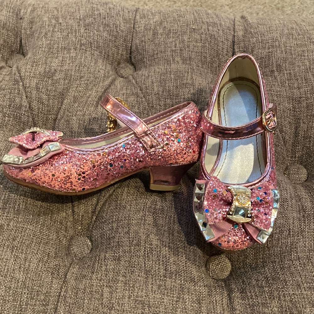 Jiaduowang girls pink sparkly dress up heels